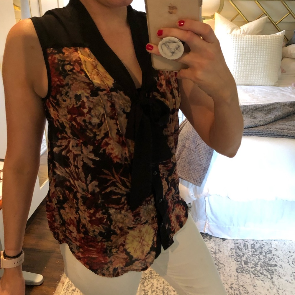 Floral top with sheer panels